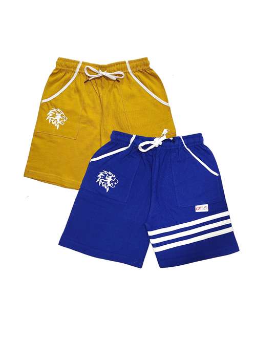 Pack Of 2 Multi Colored Cotton Blend Shorts 