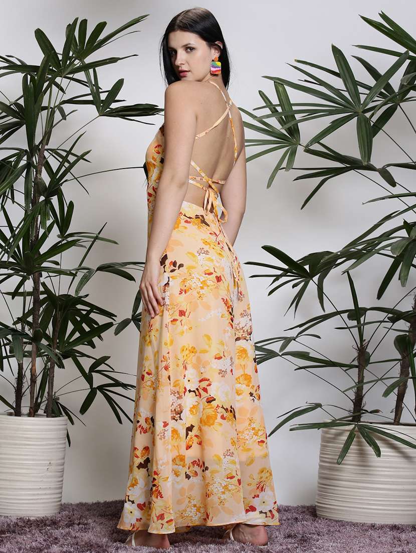 Women Yellow Polyester A Line Dress