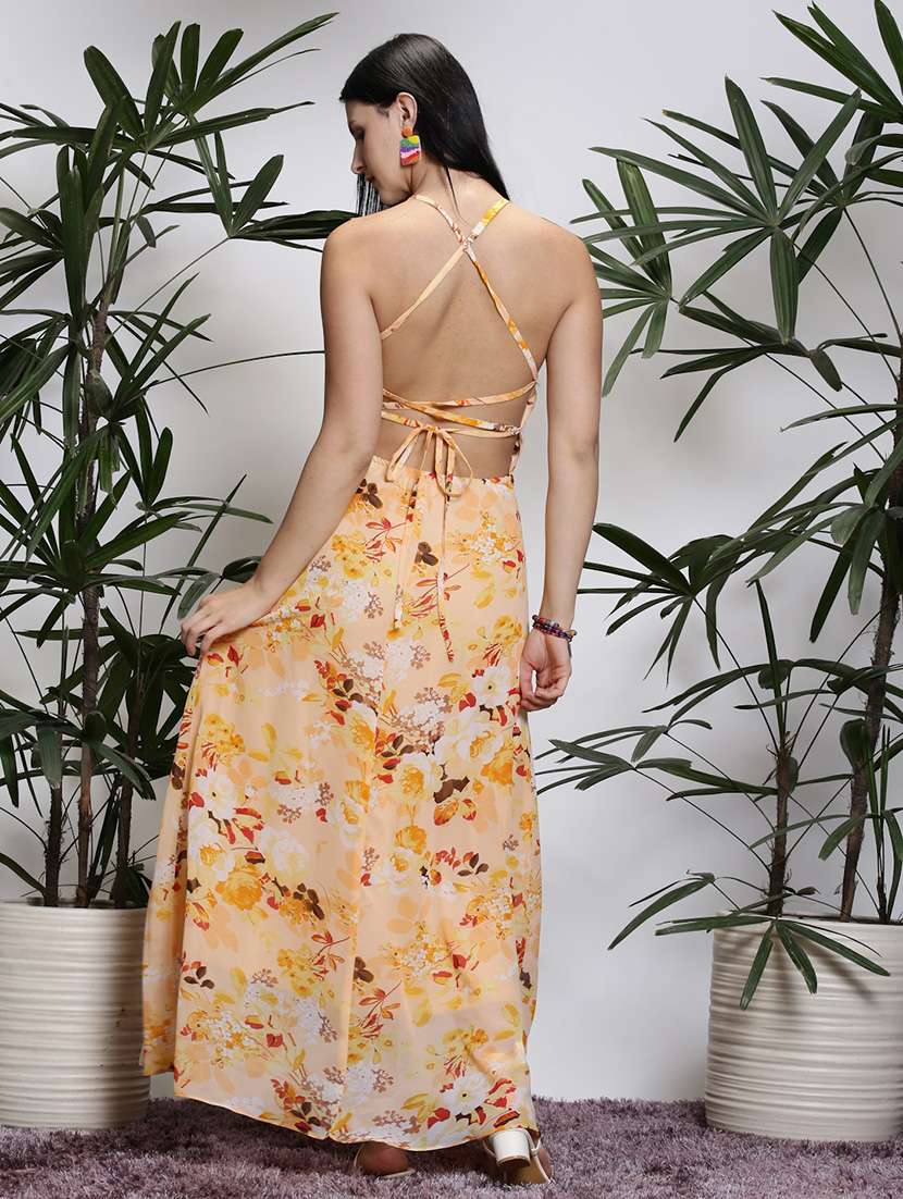 Women Yellow Polyester A Line Dress