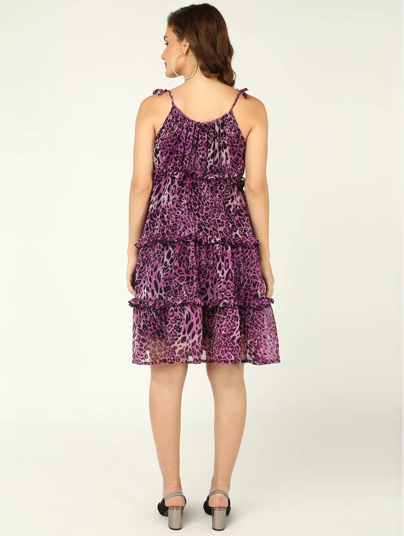Women Animal Printed Tiered Dress