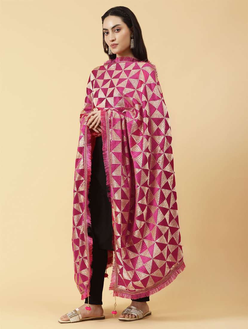 Magenta Self Design Dupatta