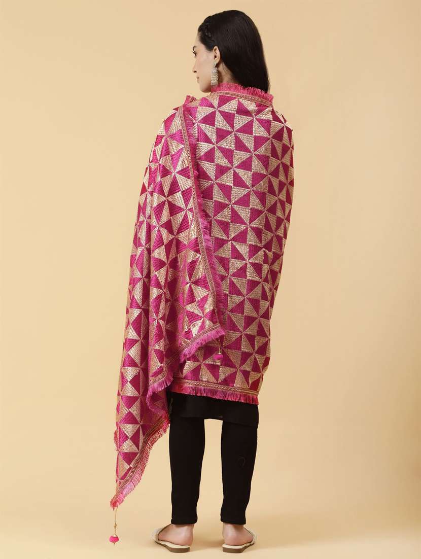 Magenta Self Design Dupatta