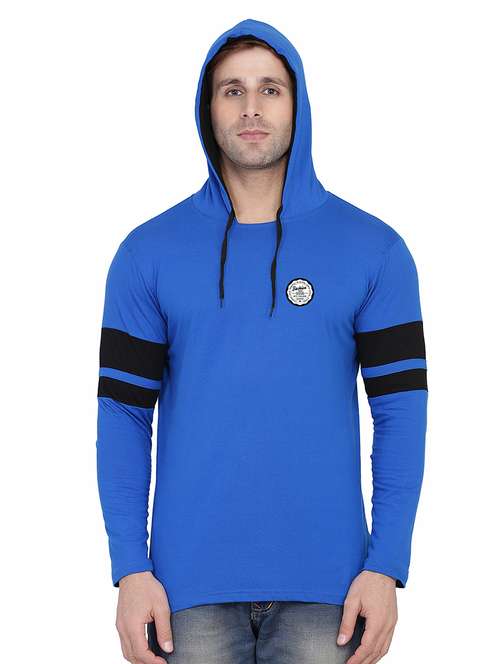 Men Solid Hood Neck T Shirt