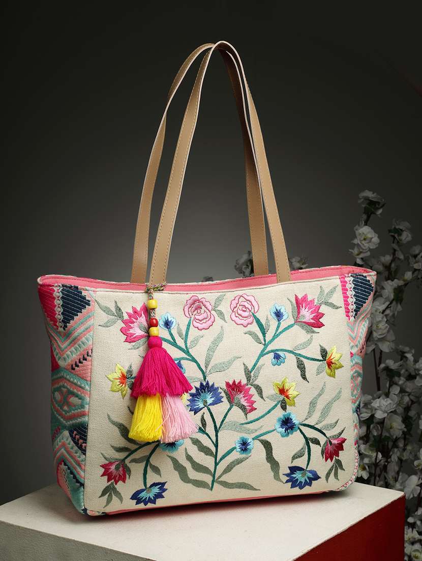 Women Beige Cotton Regular Tote Bag