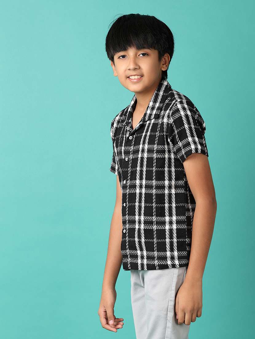 Boys Checked Printed Collared Shirt