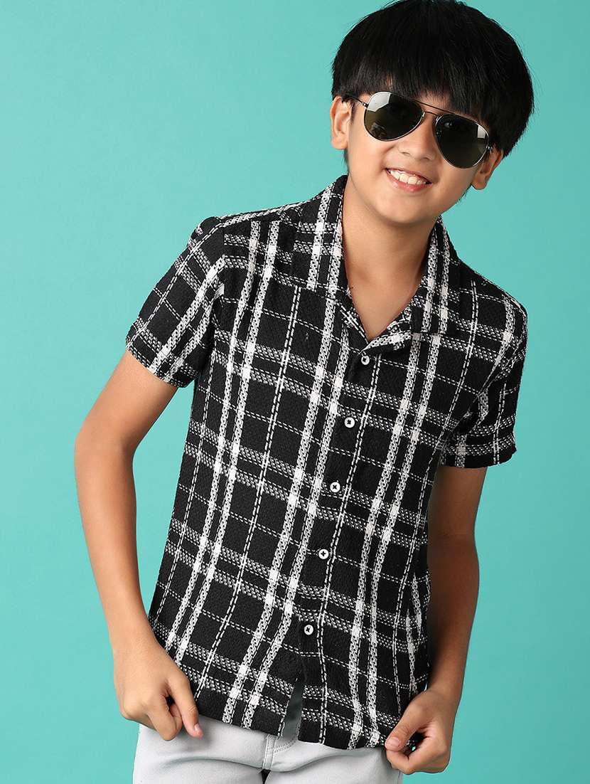Boys Checked Printed Collared Shirt