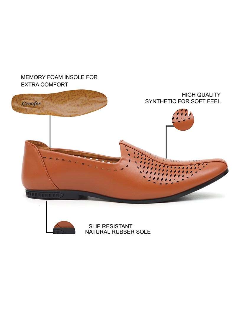 Tan Synthetic Slip On Jutis
