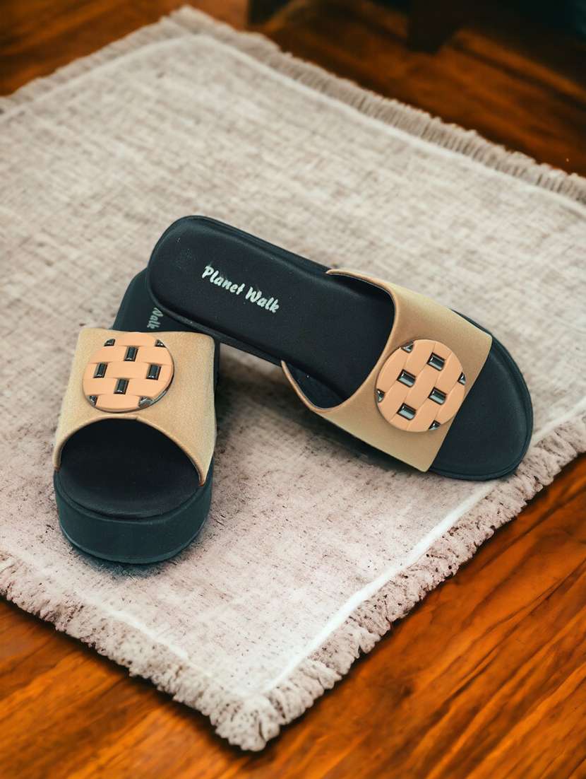 A Pair Of Black And Grey Coloured Open Toe Wedge Heel.