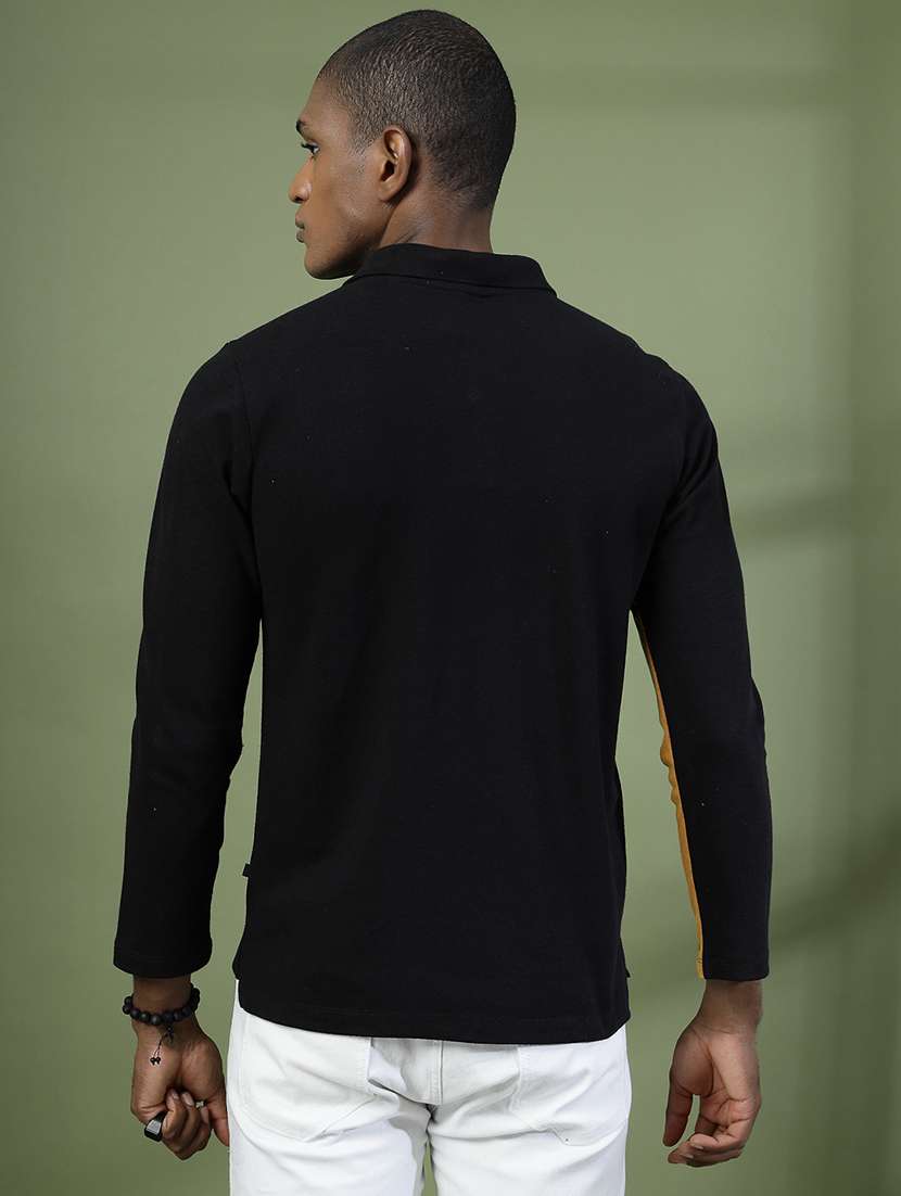 Men Polo Neck Color Block T Shirt