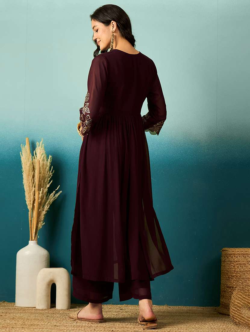 Women Sequin Work V Neck Kurta Palazzo Set