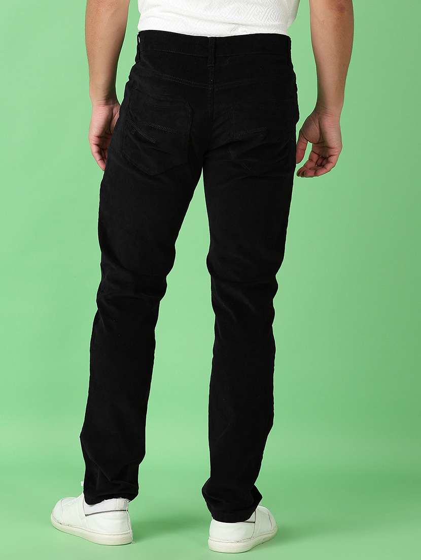 Men Mid Rise Solid Corduroy