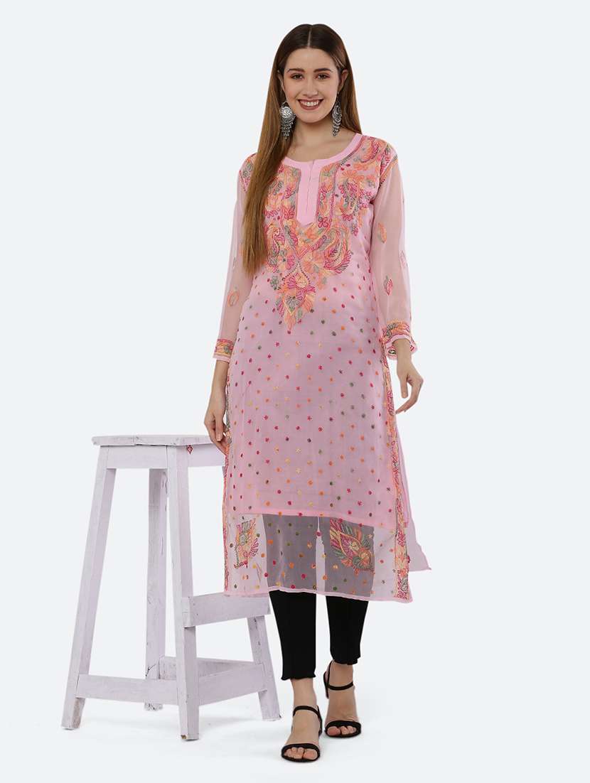 Women Chikankari Round Neck Kurta