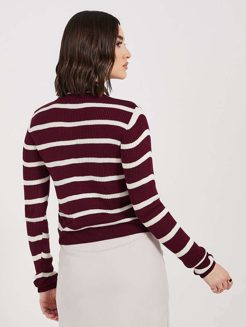 Women Striped Long Sleeves Pullover