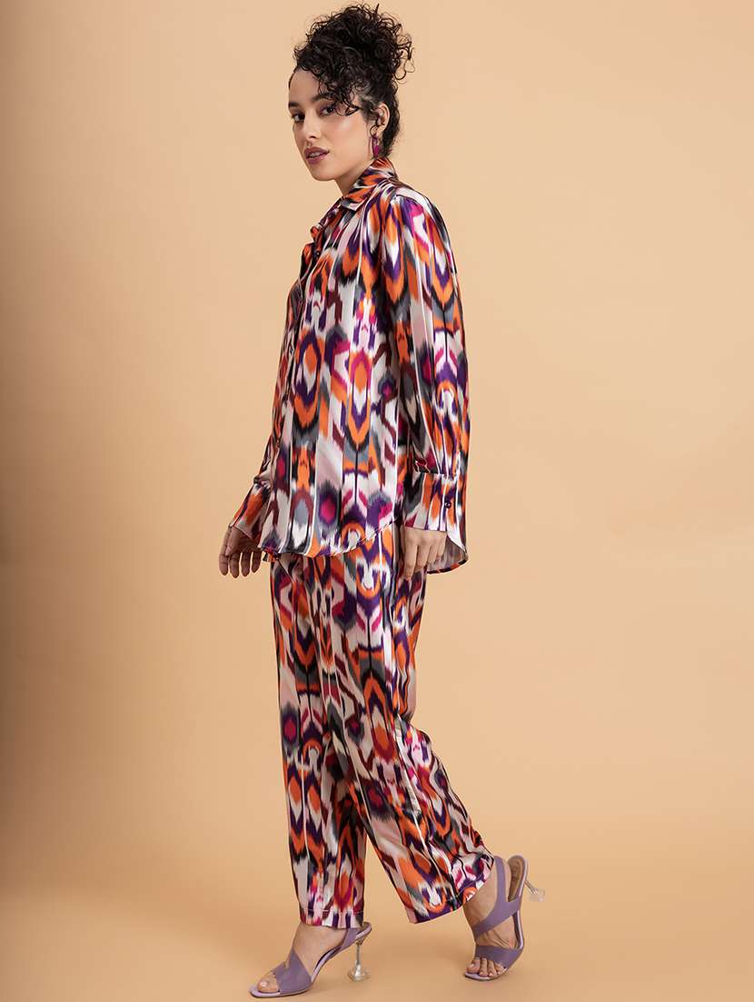 Women Printed Shirt And Trouser Co Ord Sets