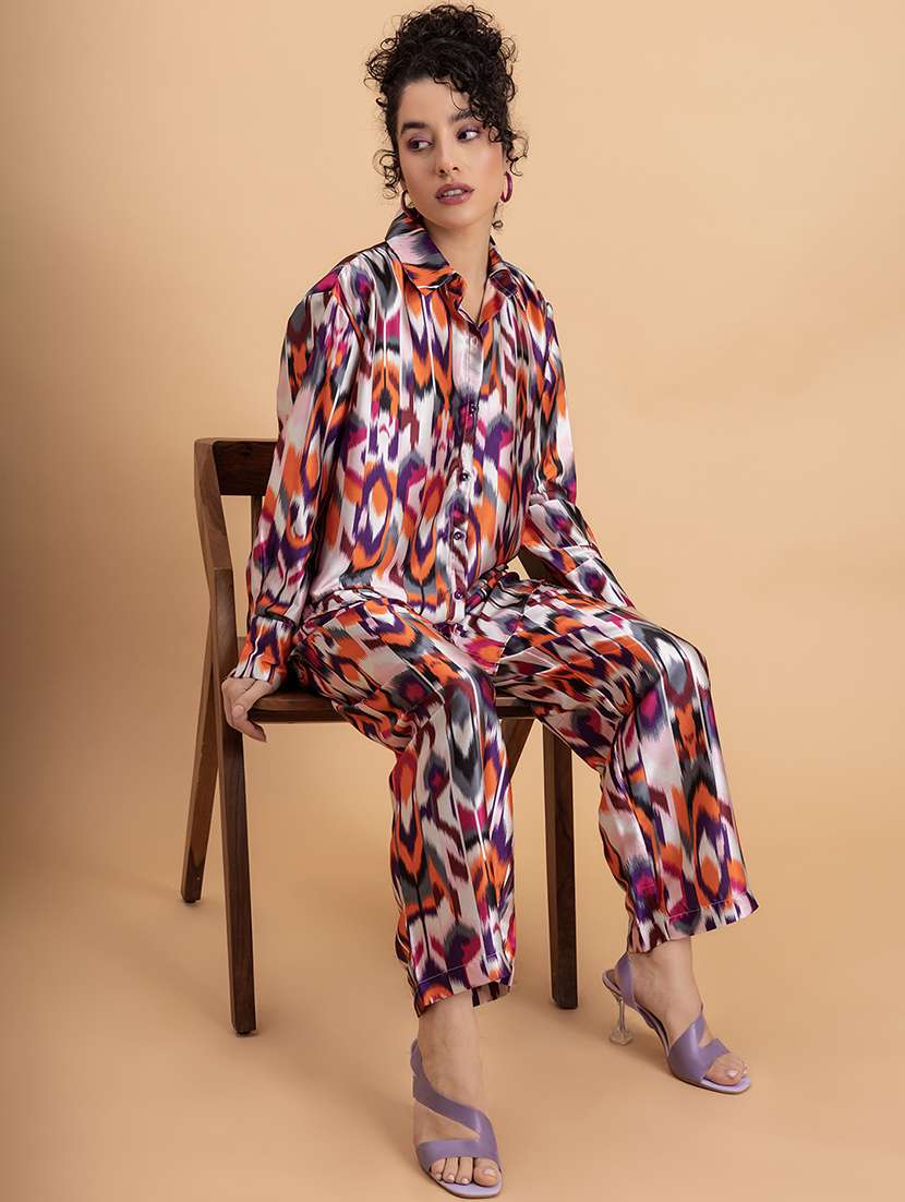 Women Printed Shirt And Trouser Co Ord Sets