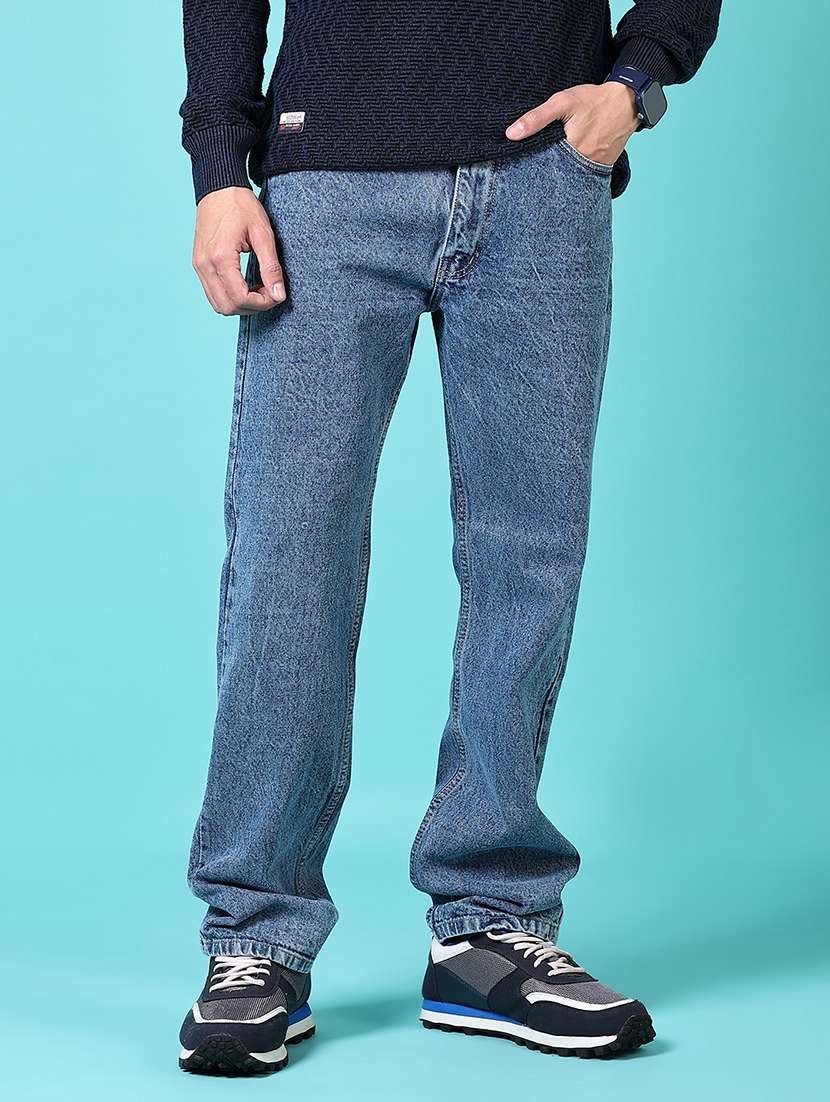 Men Plain Mid Rise Staight Fit Jeans