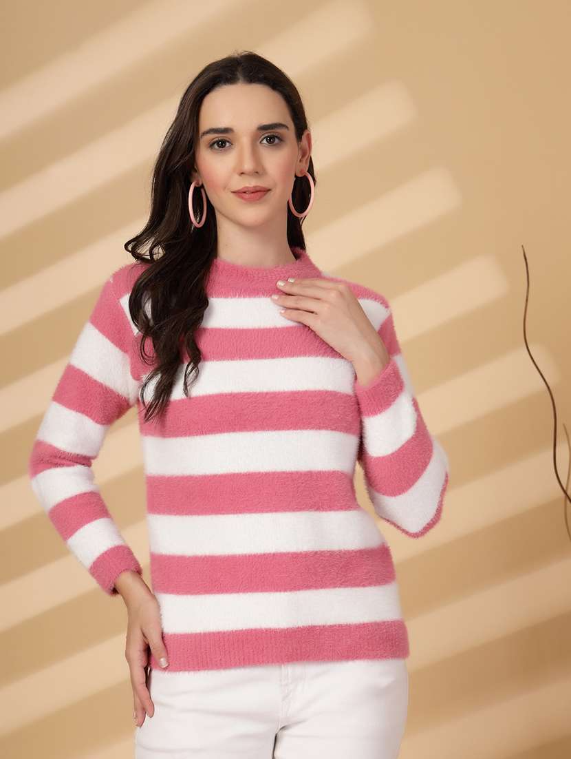 Women Striped Long Sleeves Pullover
