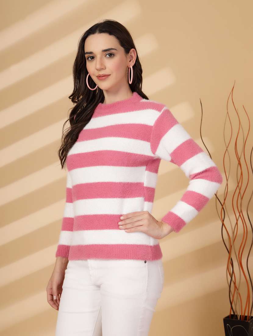 Women Striped Long Sleeves Pullover