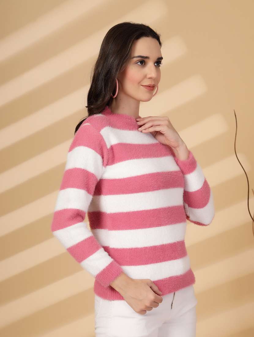 Women Striped Long Sleeves Pullover