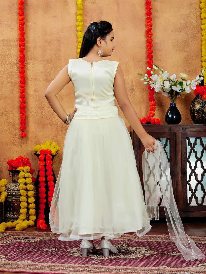 Girls Sequin Work Sleeveless Lehenga Choli With Dupatta