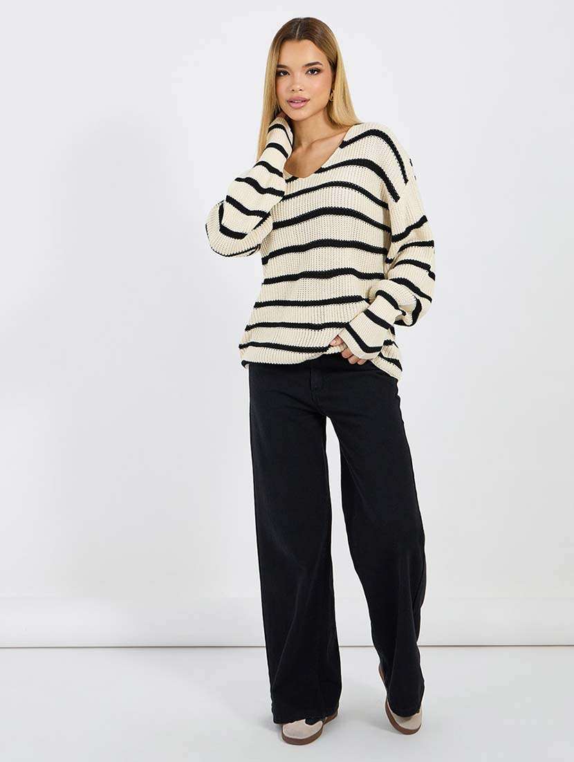 Women Striped Long Sleeve Pullover