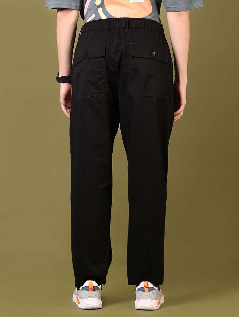 Men Mid Rise Solid Parachute Pant