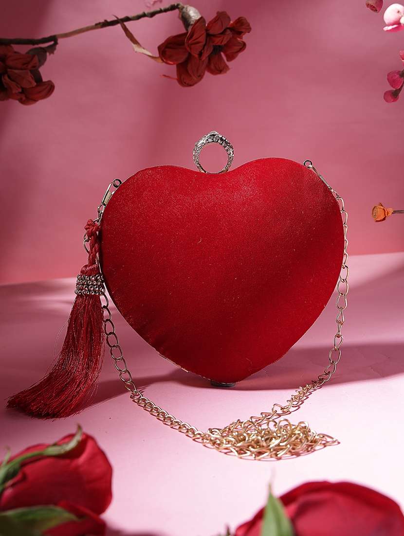 Women Solid Heart Shape Clutch