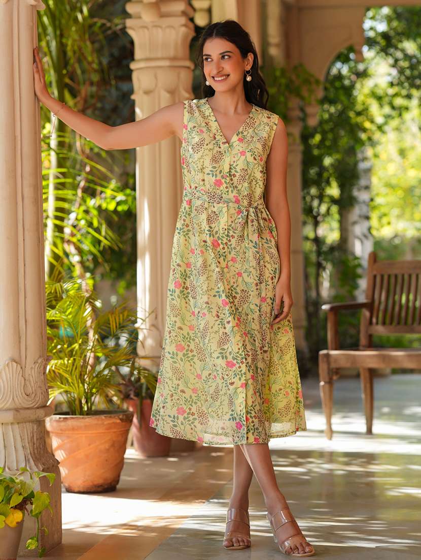 Women Floral Printed A Line Dress 