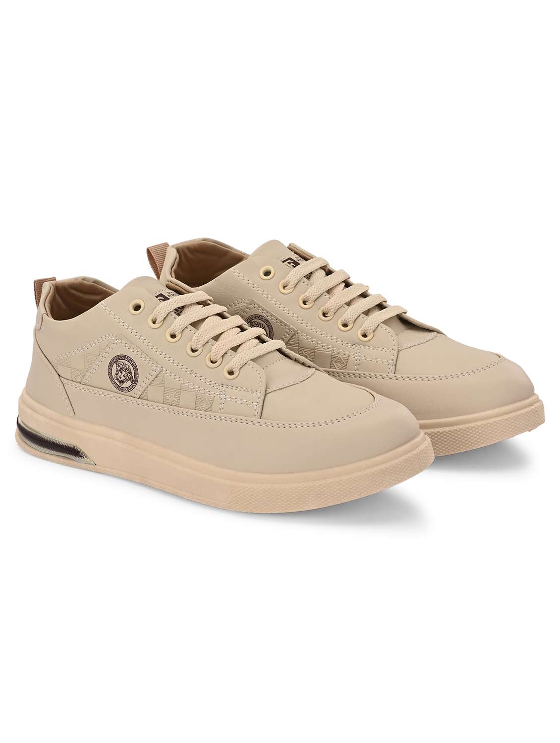 Men Beige Lace Up Sneaker - Image 2