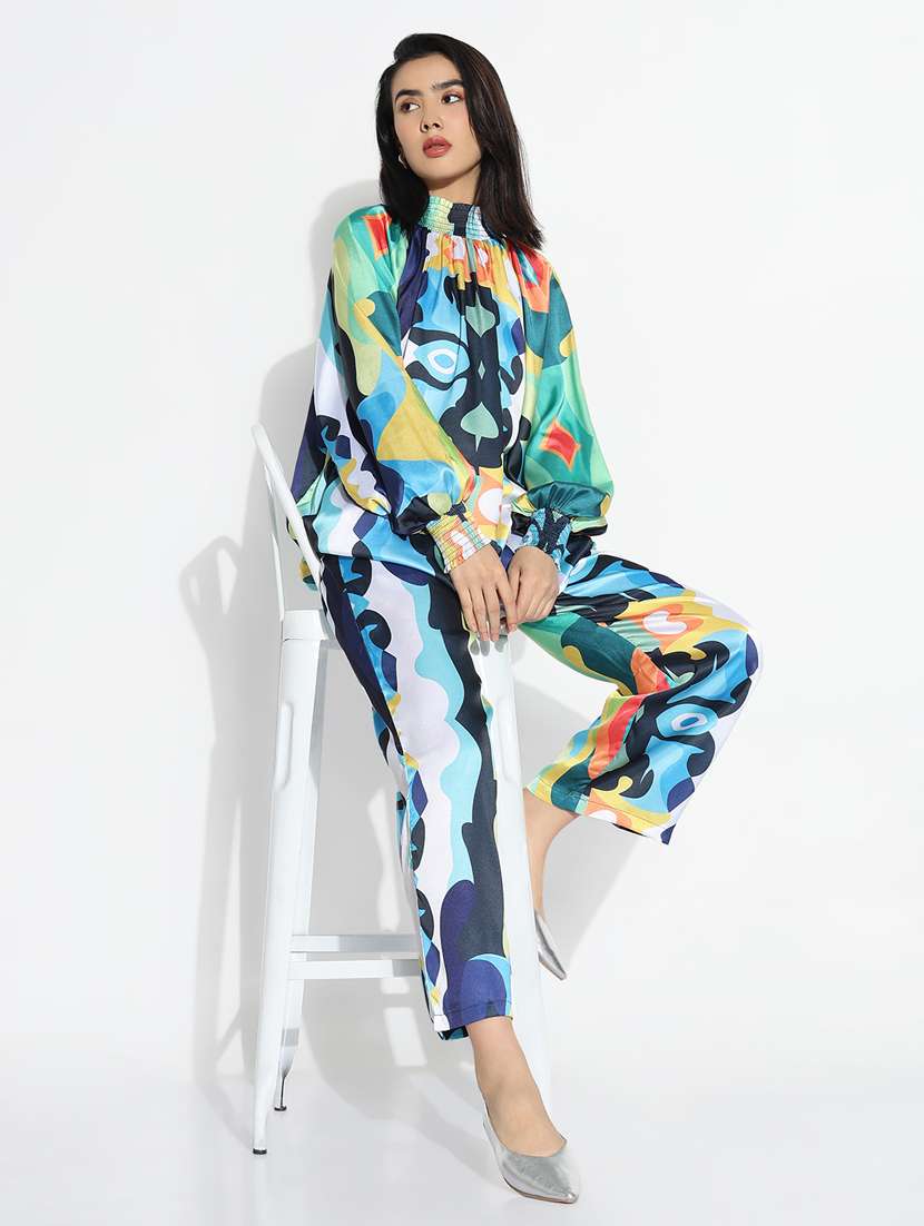 Women Printed Top And Trouser Co Ord Set