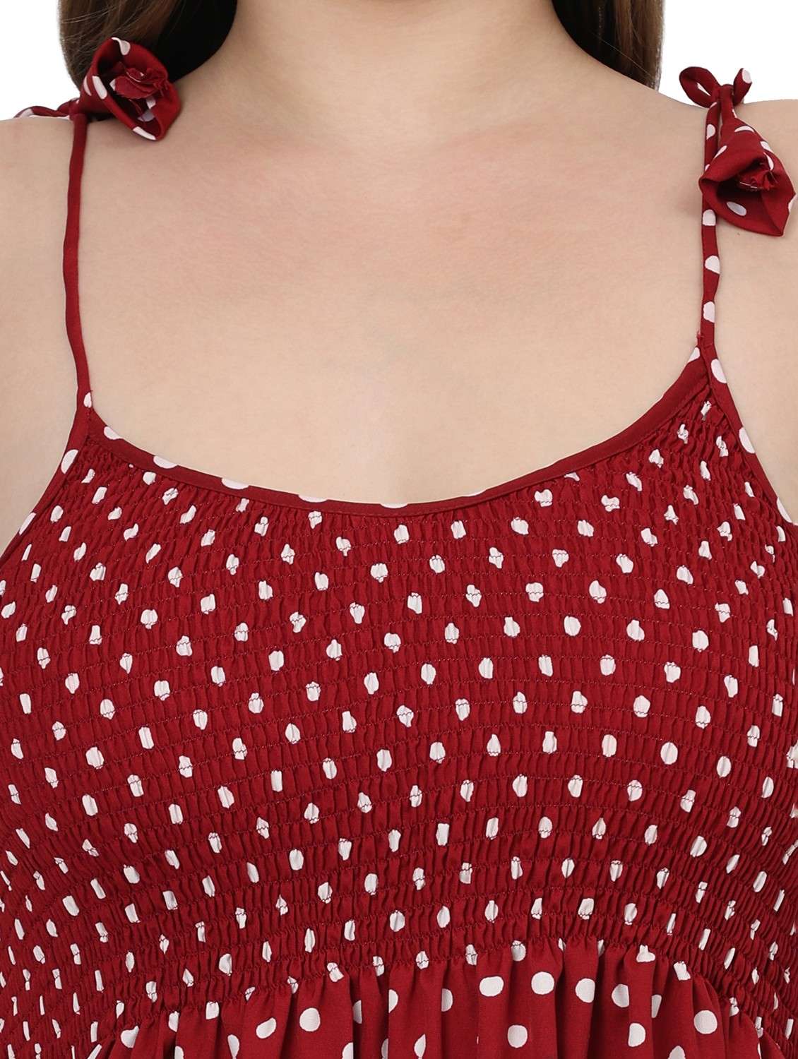 Women Plus Size Polka Doted Shoulder Strap Dress
