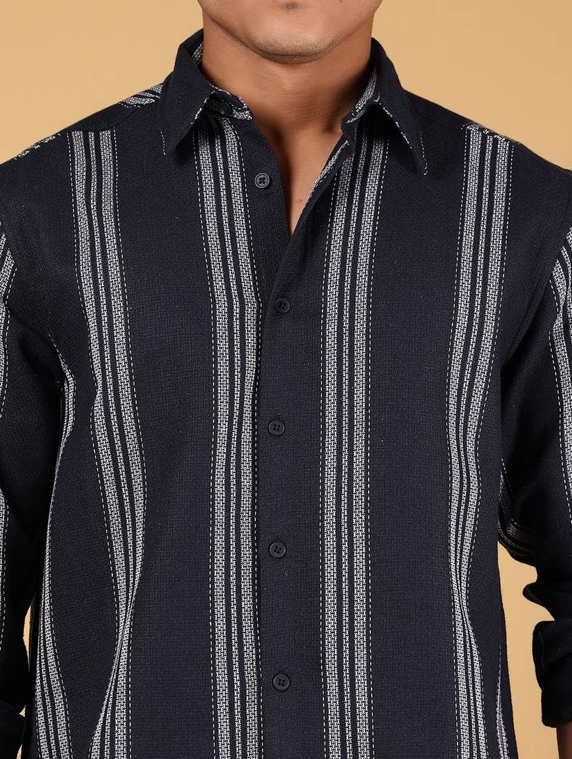 Men Striped Long Sleeve Casual Shirt - Image 5