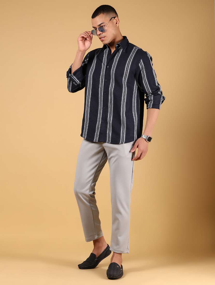 Men Striped Long Sleeve Casual Shirt - Image 6