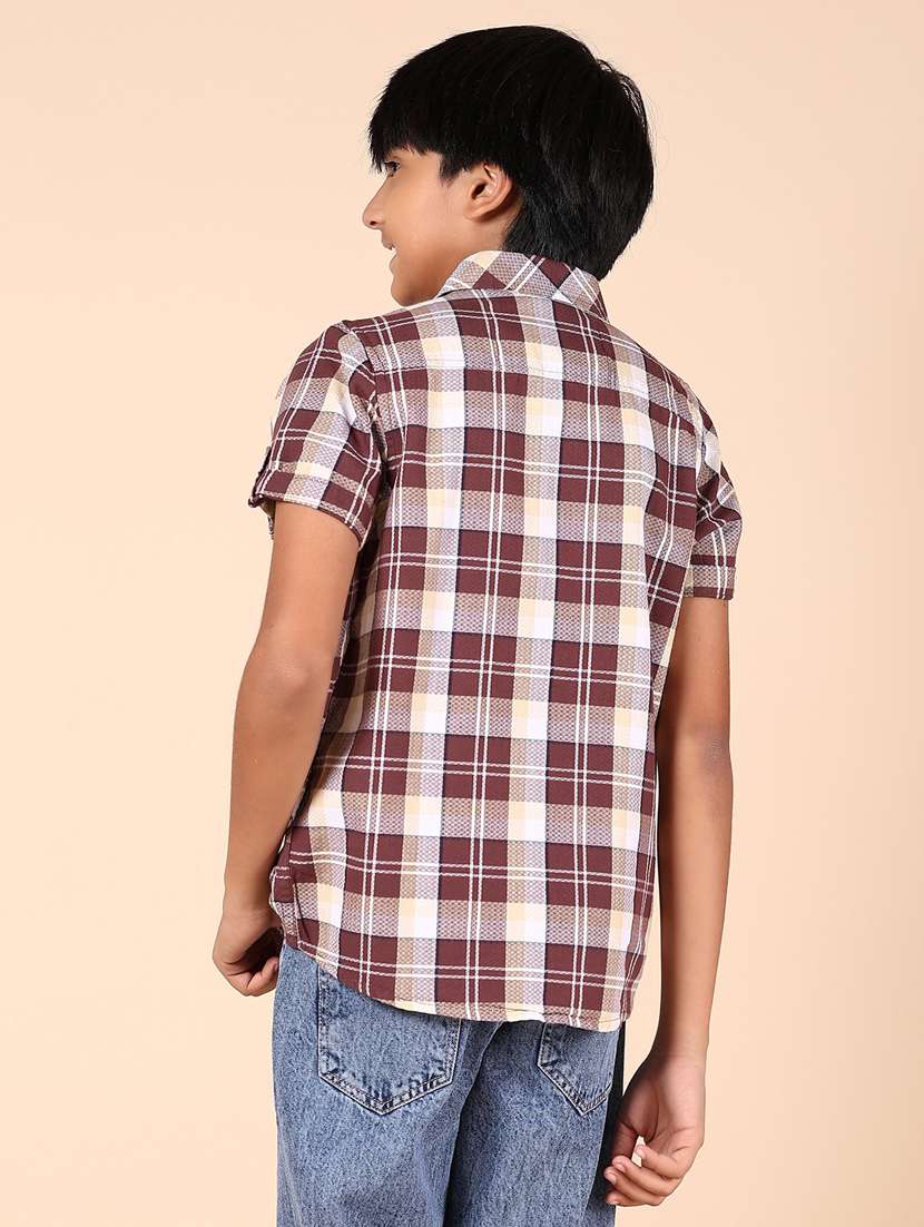 Boys Checkered Short Sleeve Casual Shirt