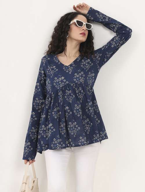 Women Printed Long Sleeves Flared Kurti