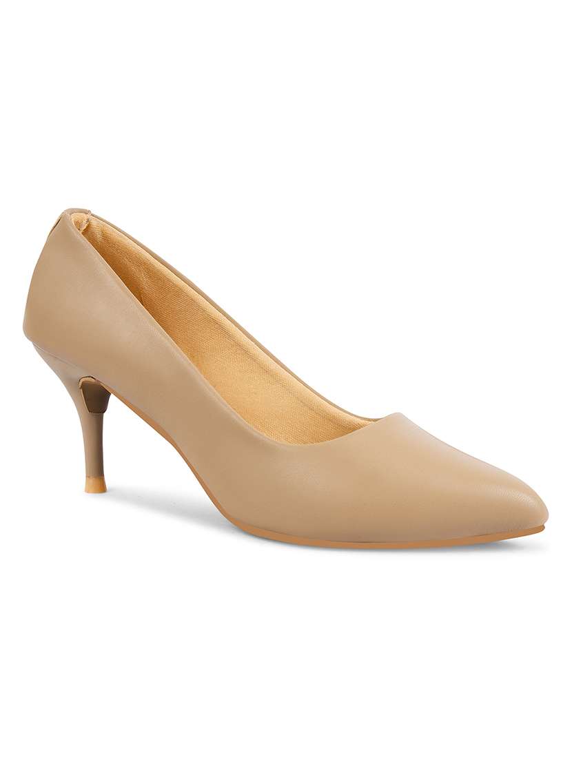 Women Beige Slip On Pump