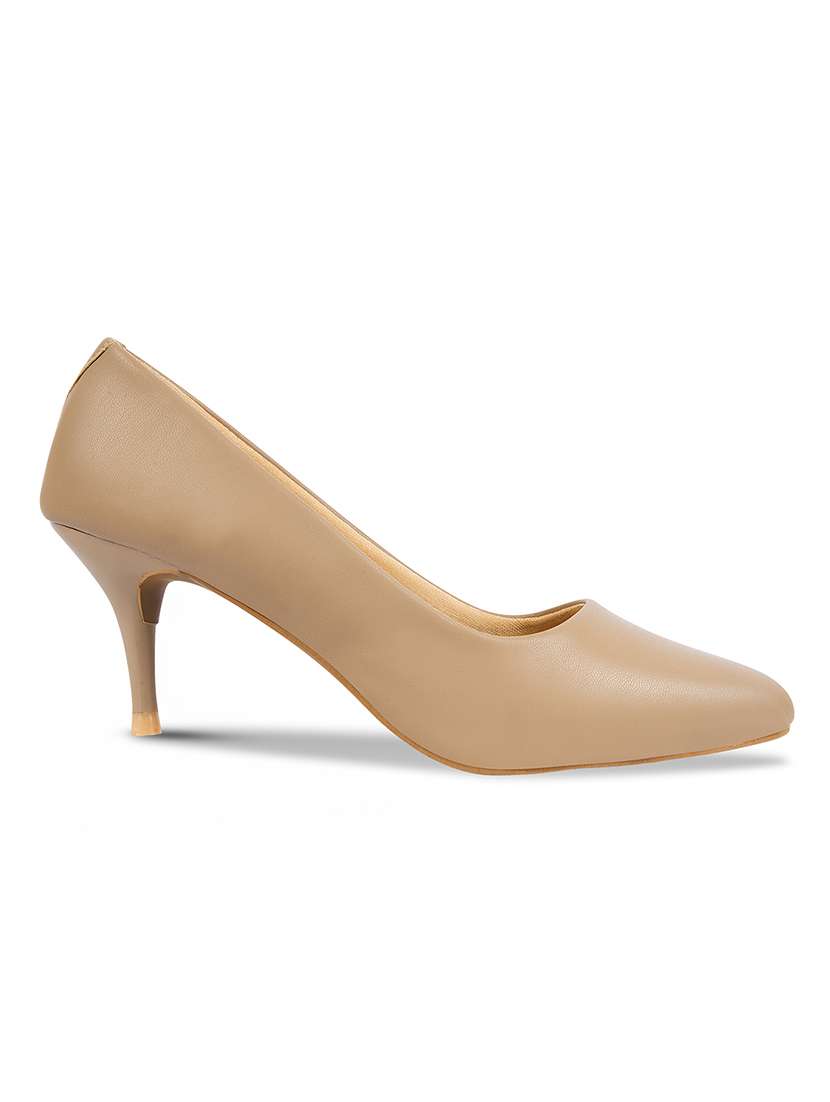 Women Beige Slip On Pump