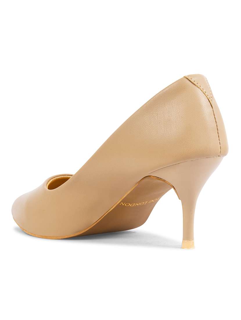 Women Beige Slip On Pump