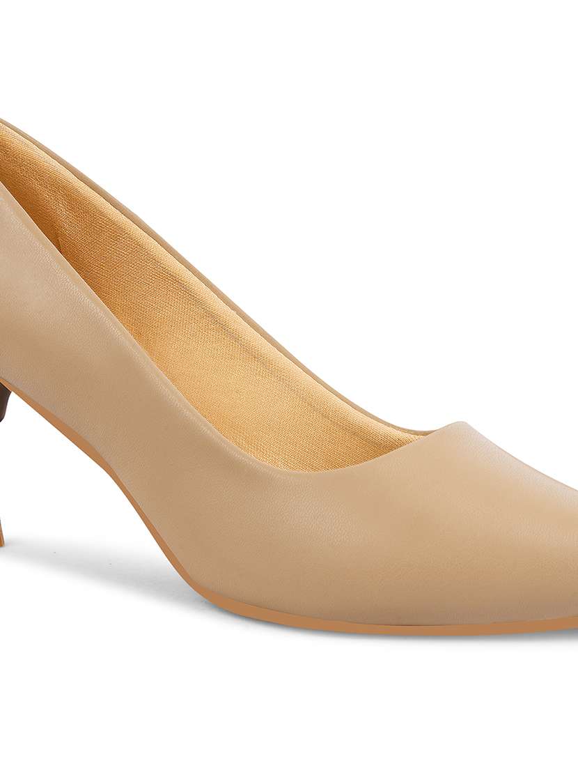 Women Beige Slip On Pump
