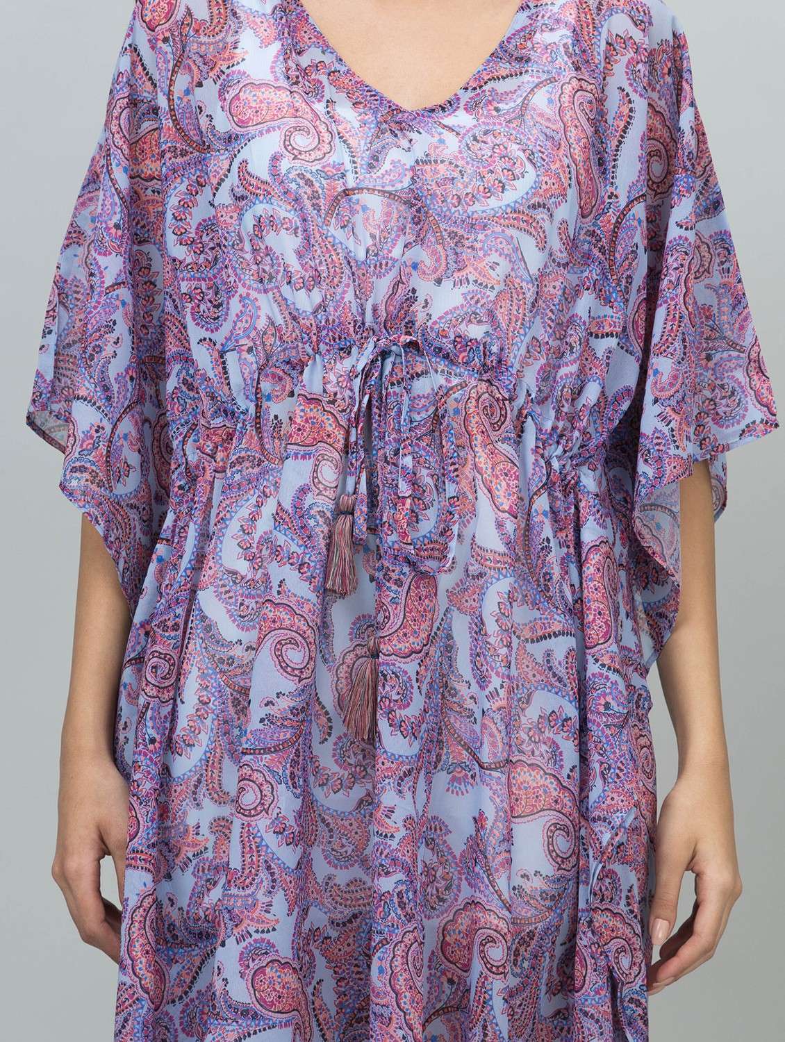Women Printed Kimono Sleeves Kaftan Dress