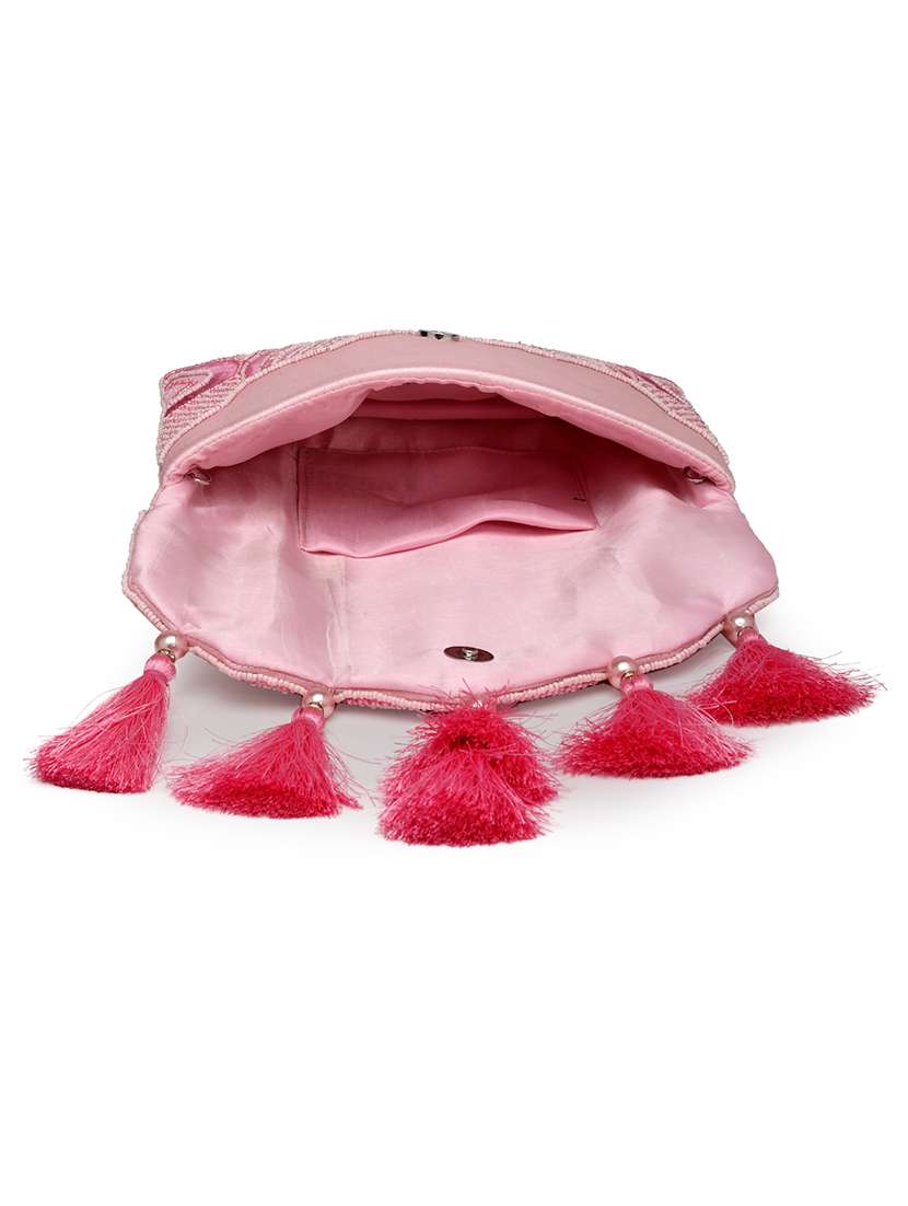 Women Pink Embellished Sling Bag