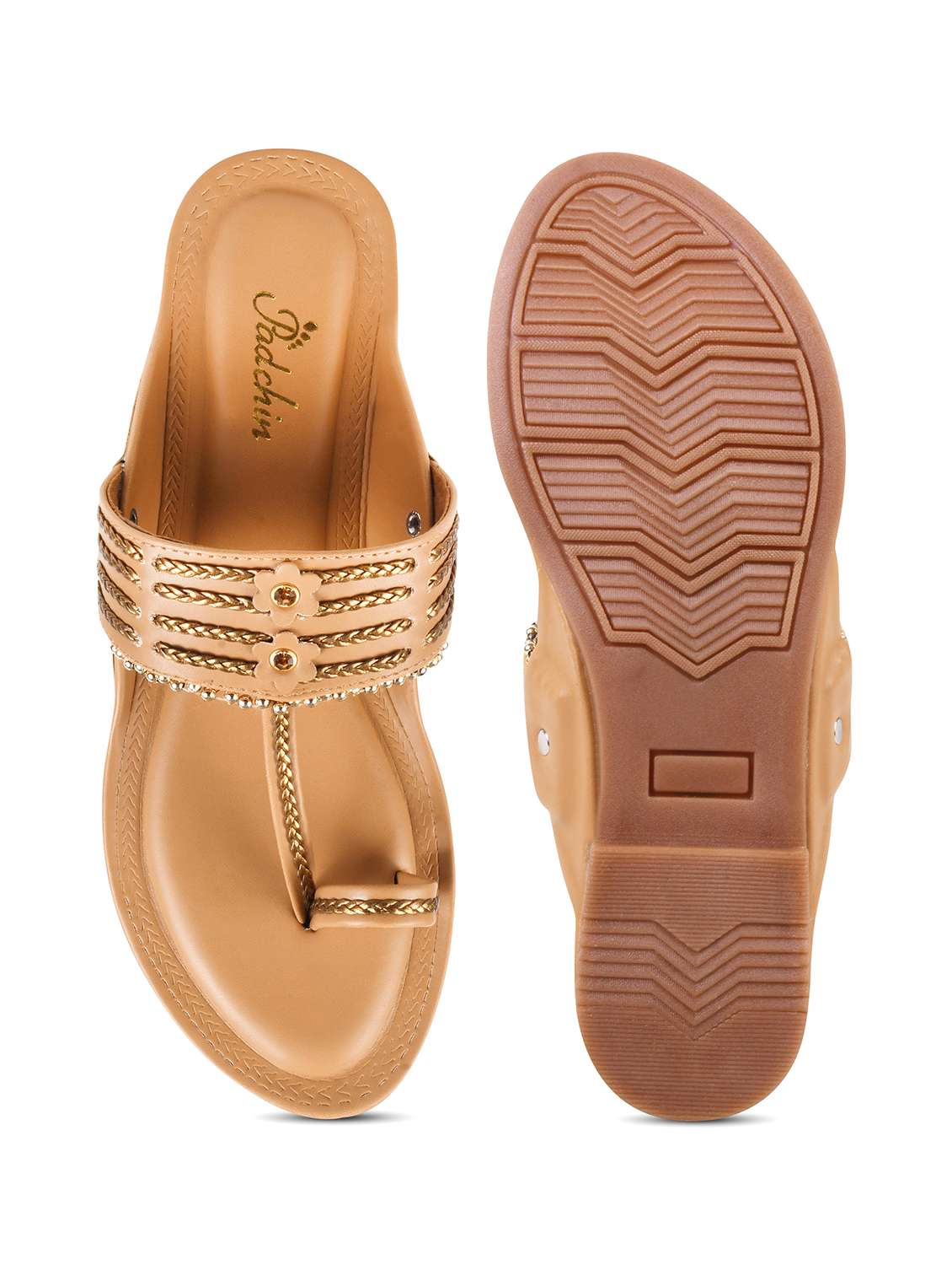 Beige Pu One Toe Kolhapuris