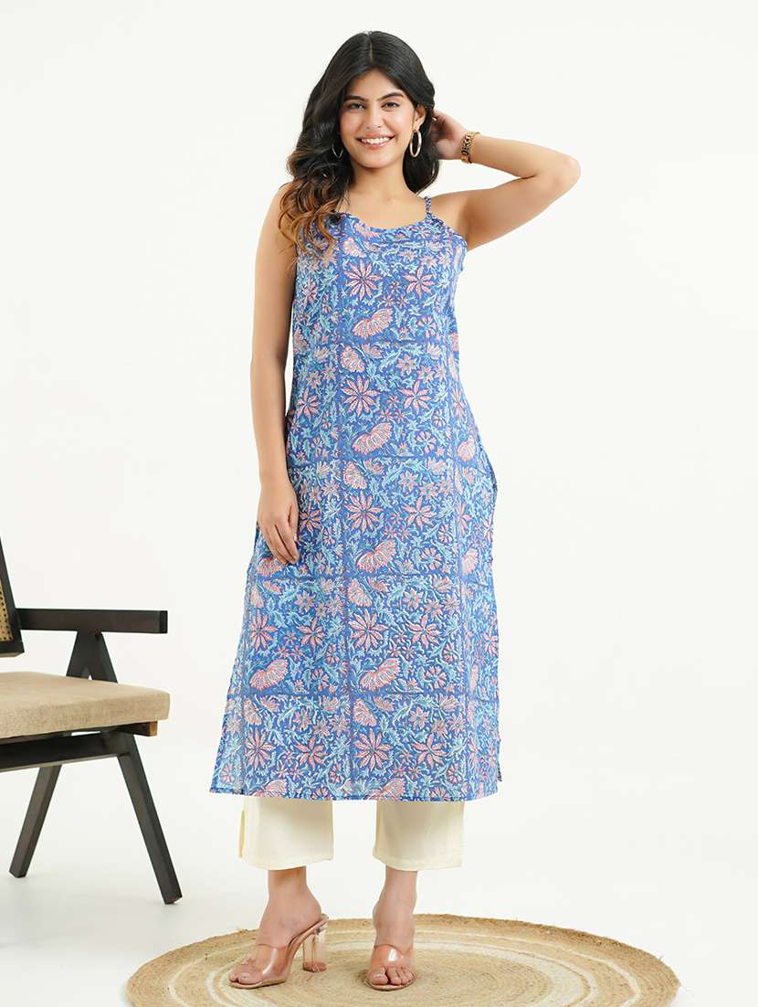 Women Floral Shoulder Strap A Line Tkurta