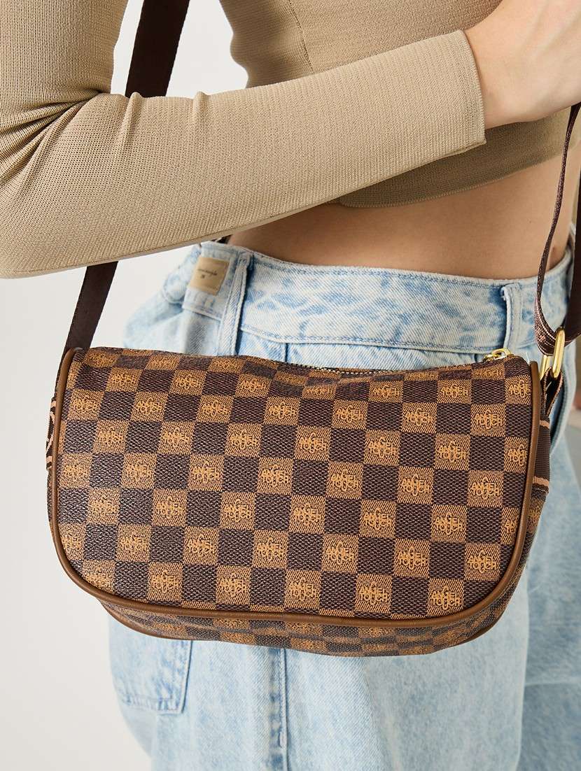 Women Brown Printed Sling Bag