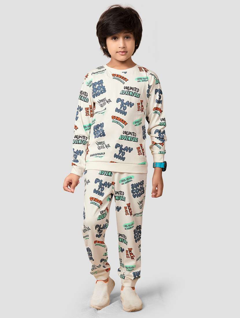 Boys Printed T Shirt & Jogger Full Length Set