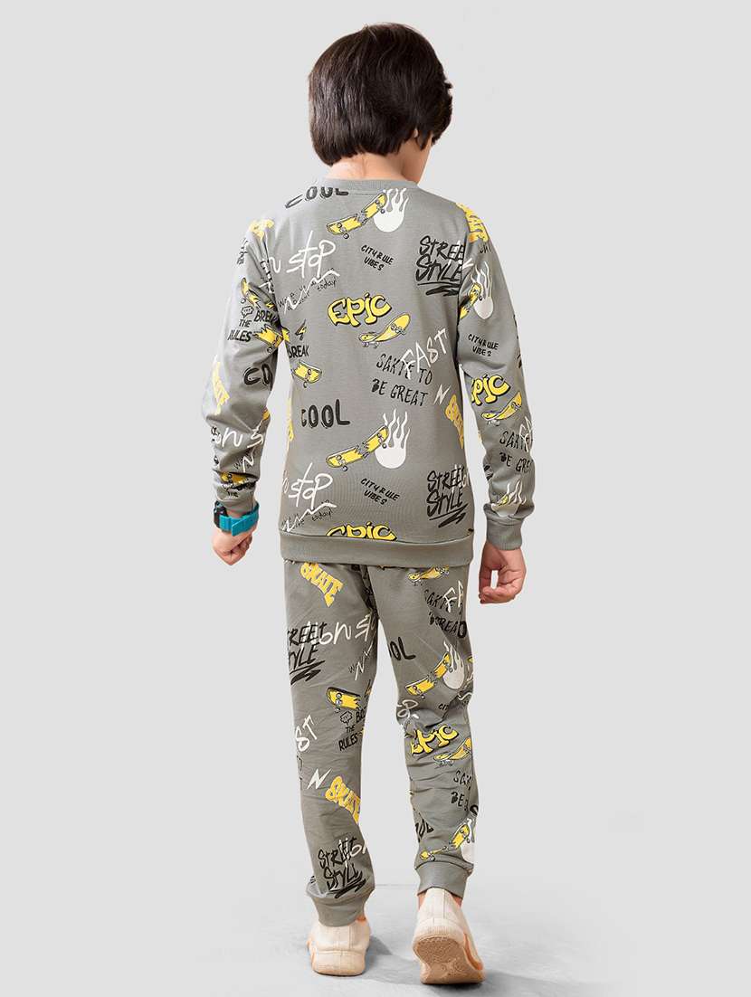 Boys Printed T Shirt & Jogger Full Length Set