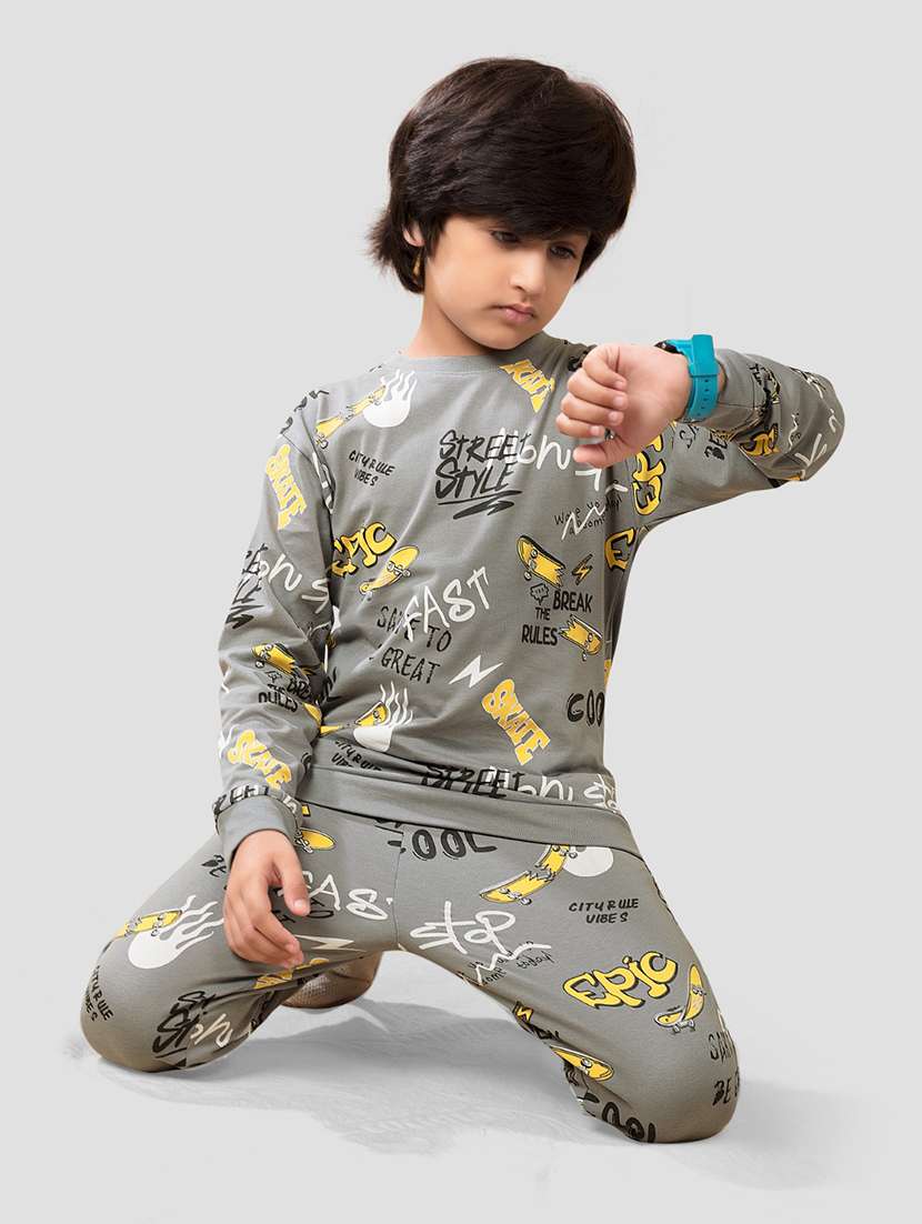 Boys Printed T Shirt & Jogger Full Length Set