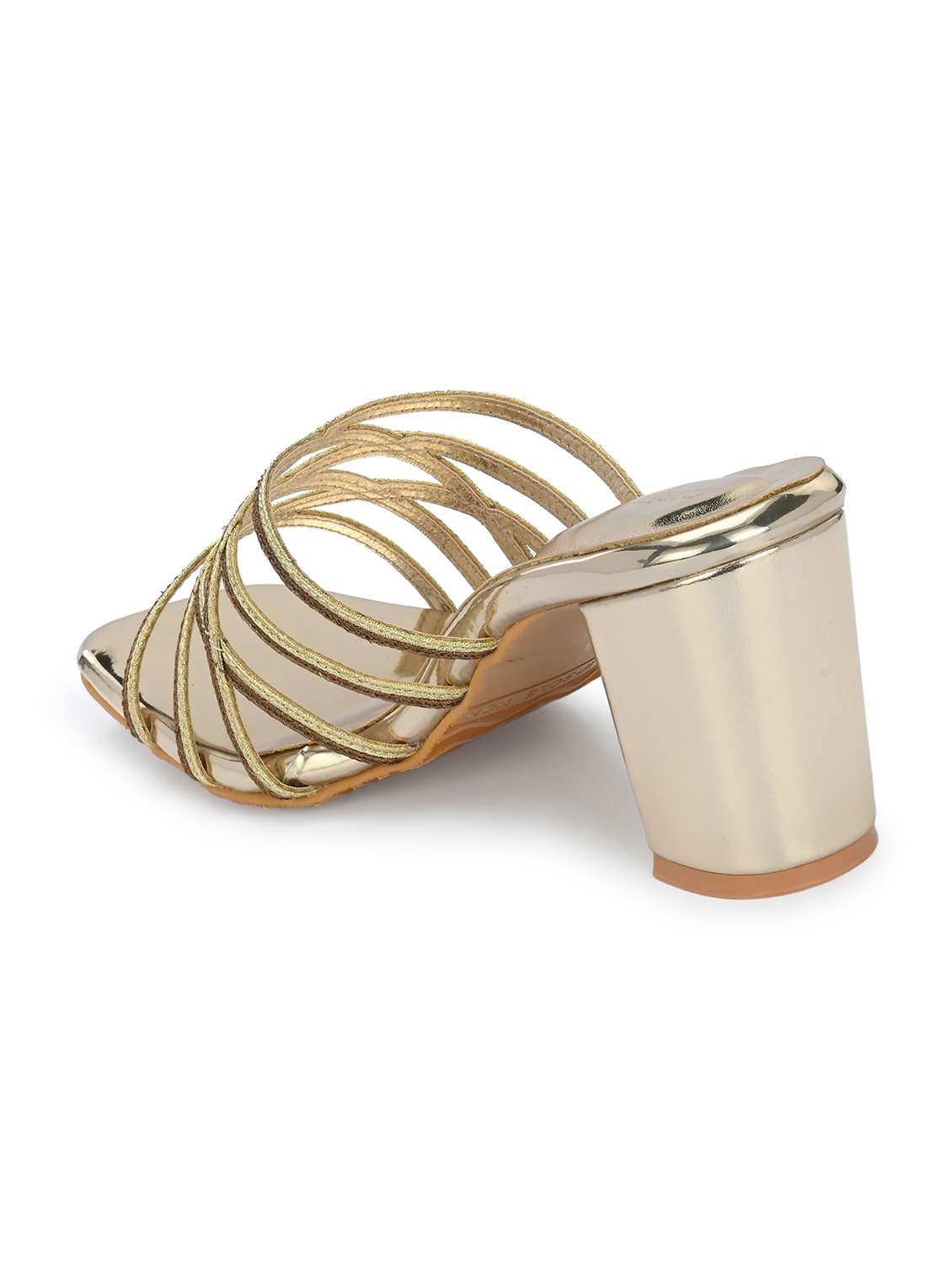 Women Gold Slip On Block Heels