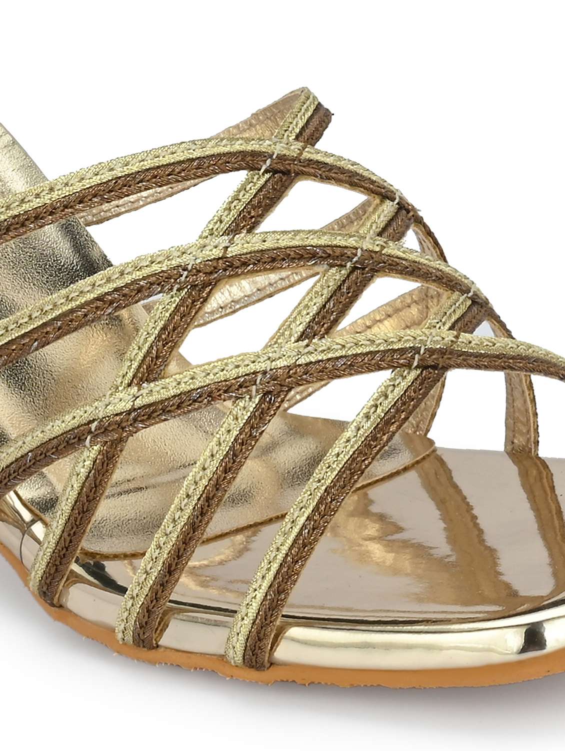 Women Gold Slip On Block Heels