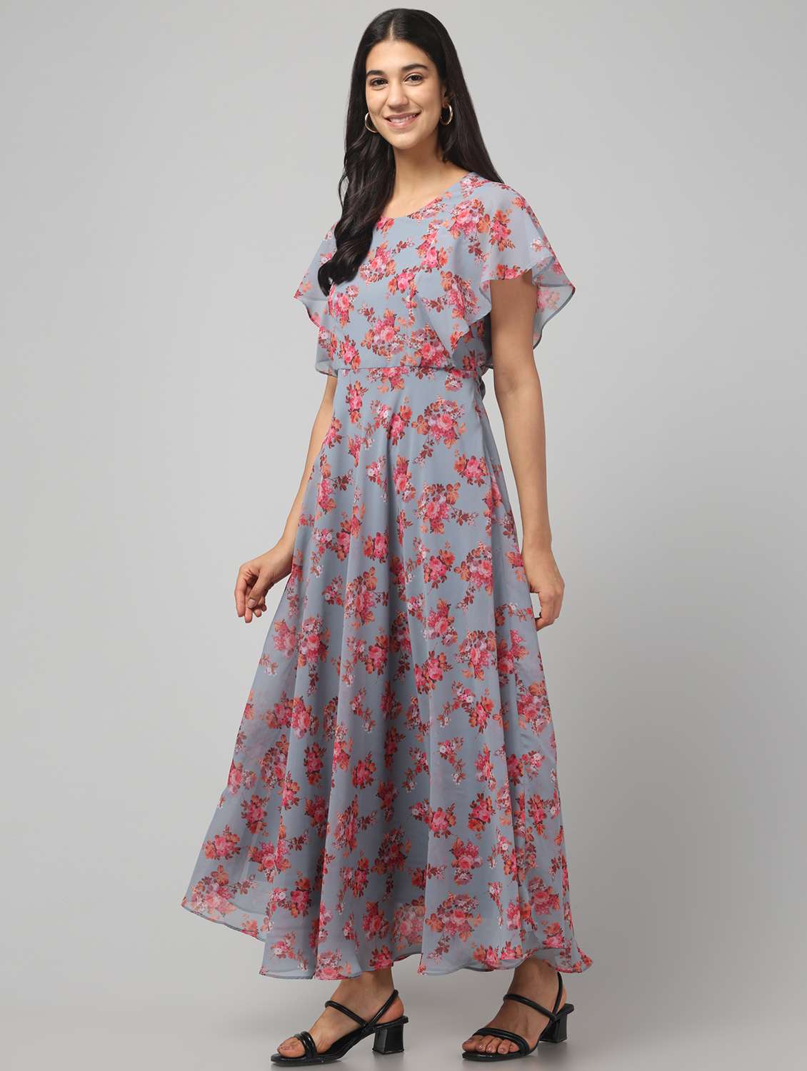 Women Floral Print Flared Printed Flared Dress